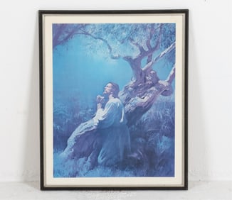 JESUS PRAYING IN GETHSEMANE LITHOGRAPH PRINT