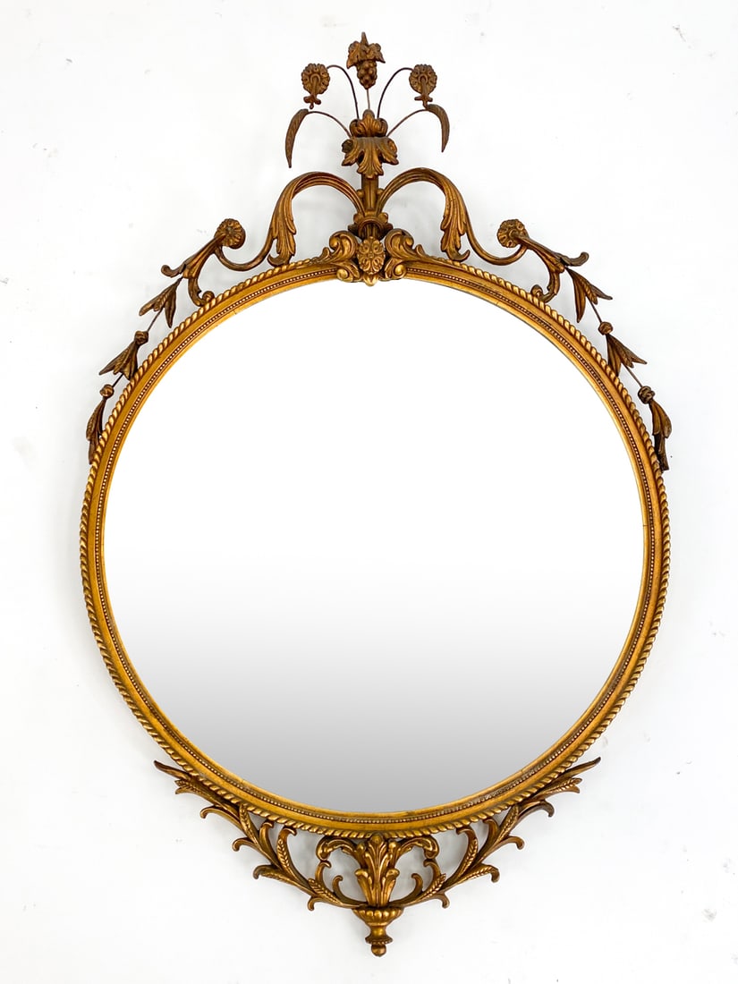 FRENCH STYLE GILTWOOD ROUND MIRROR (1 of 7)