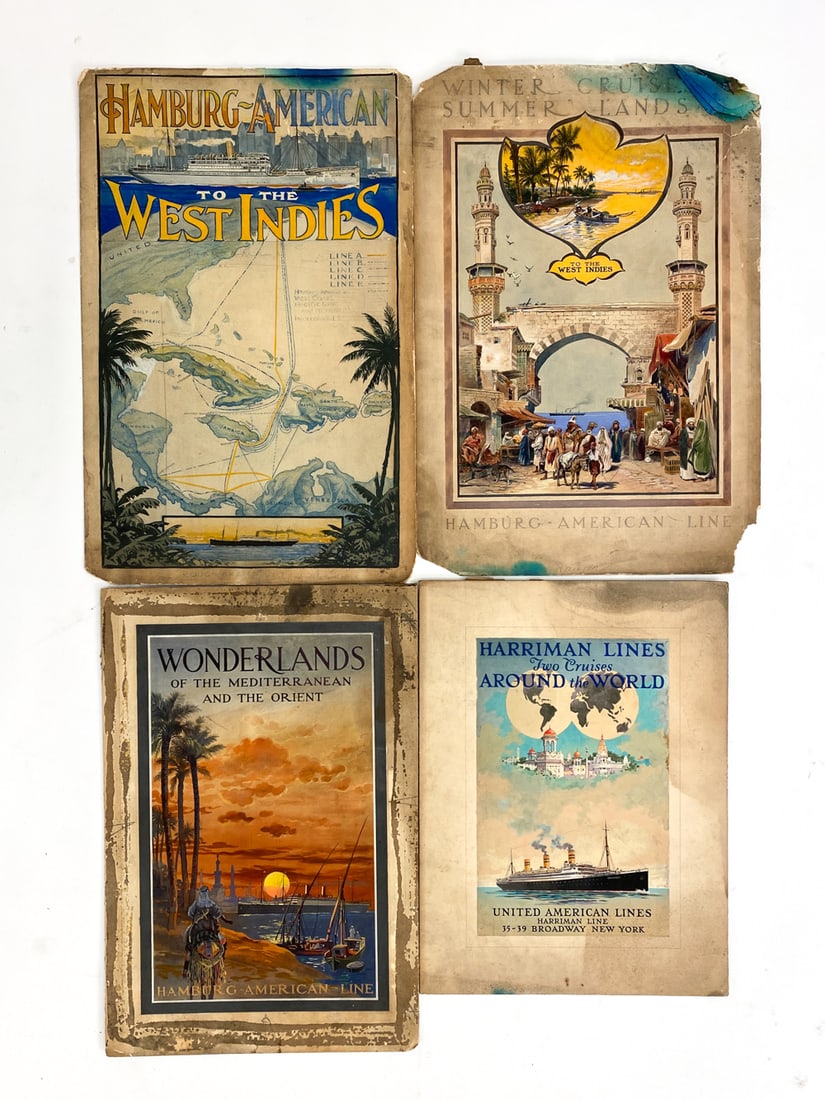 (4) ANTIQUE CRUISE LINE POSTER ILLUSTRATIONS (1 of 10)