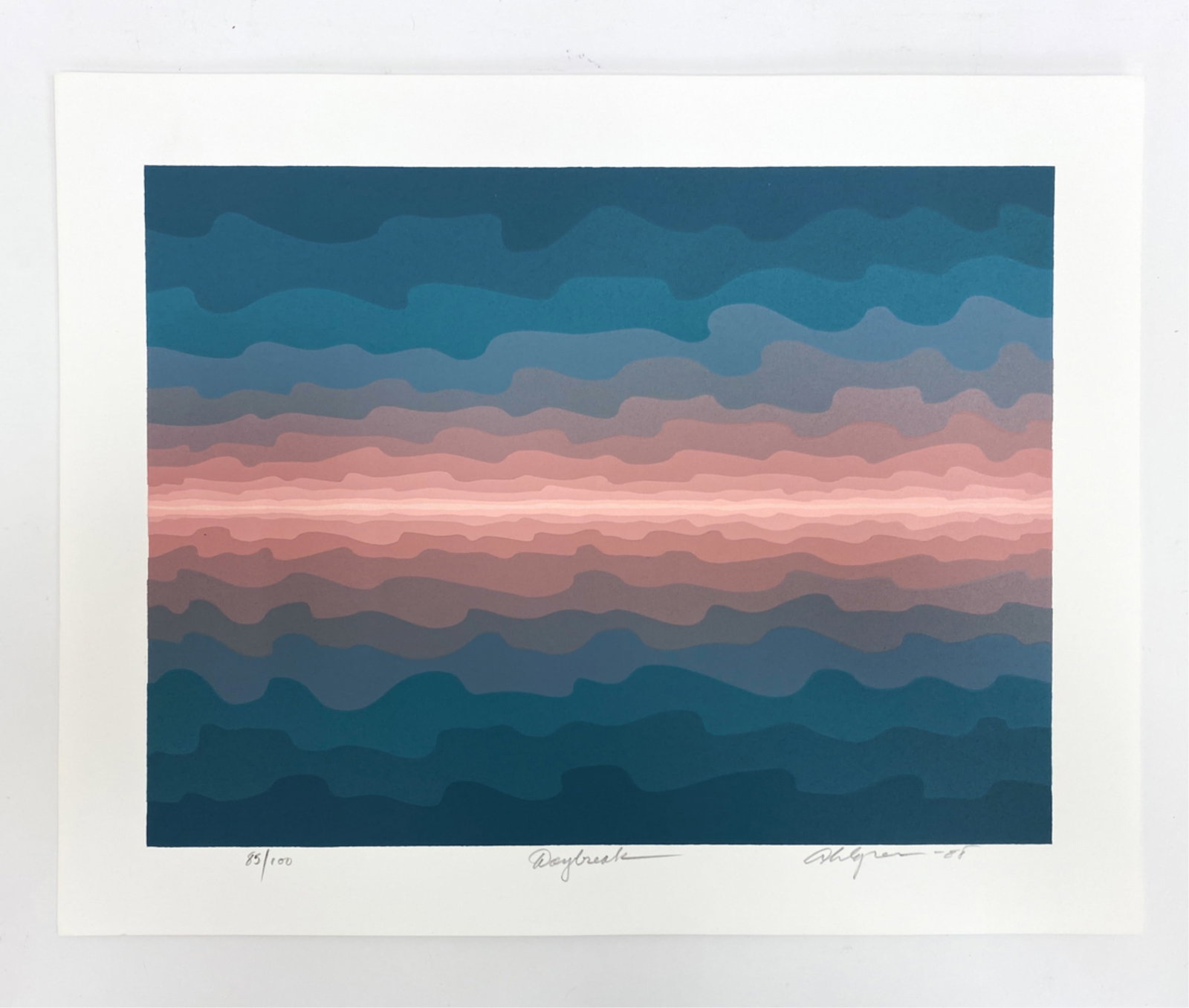 ROY AHLGREN (AMERICAN, 1927-2011): Silkscreen, "Daybreak" 1988, 85/100, pencil signed. Dimensions: L 19.25" x W 15" Condition: Some light handling marks.