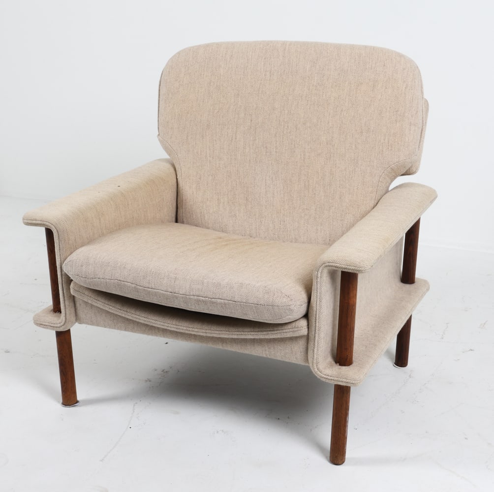 DANISH ROSEWOOD & WOOL LOUNGE CHAIR C. 1970'S (1 of 16)