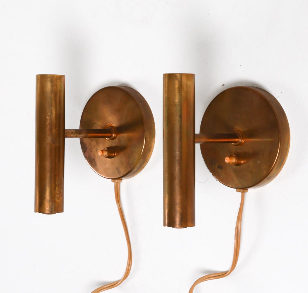 PAIR OF LAONI DANISH BRASS WALL SCONCES C. 1970'S (1 of 10)