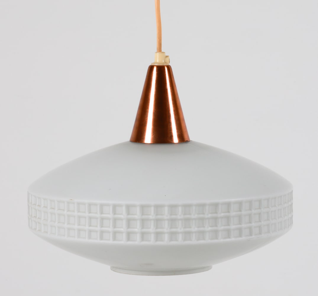 DANISH GLASS & COPPER PENDANT LIGHT C. 1960'S (1 of 8)