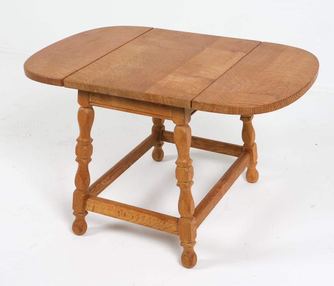 DANISH OAK DROP-LEAF SIDE TABLE C. 1970'S (1 of 14)