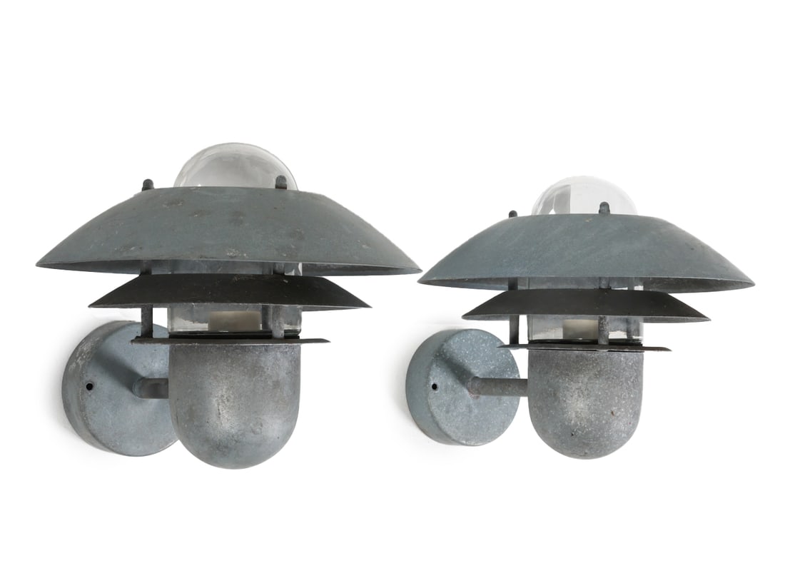 PAIR OF NORDLUX GALVANIZED STEEL OUTDOOR SCONCES (1 of 13)