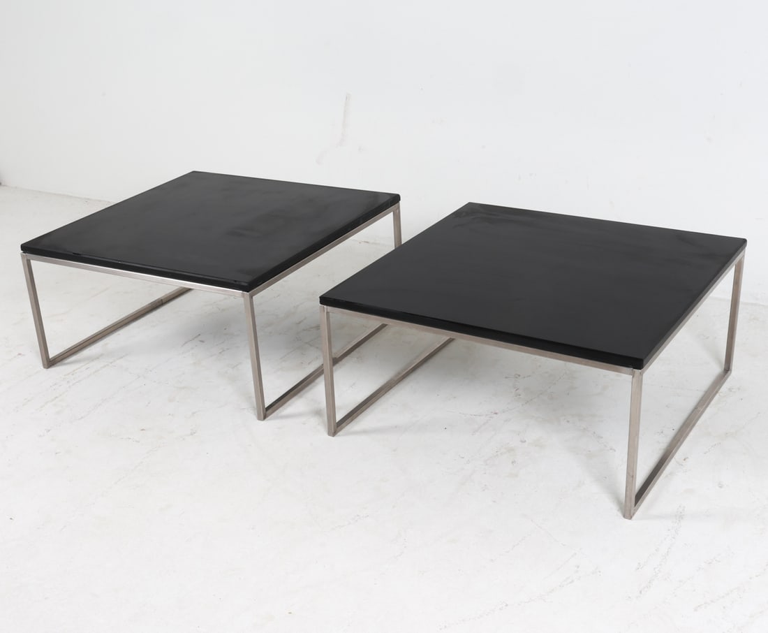 PAIR OF BOLIA STEEL & STONE 'COMO' COFFEE TABLES (1 of 16)