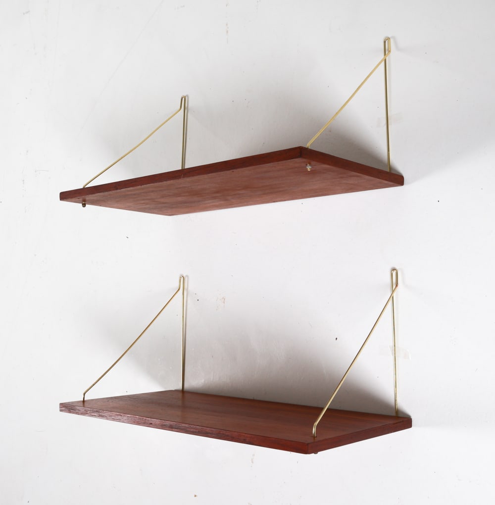 PAIR OF DANISH TEAK WALL SHELVES C. 1970'S (1 of 14)