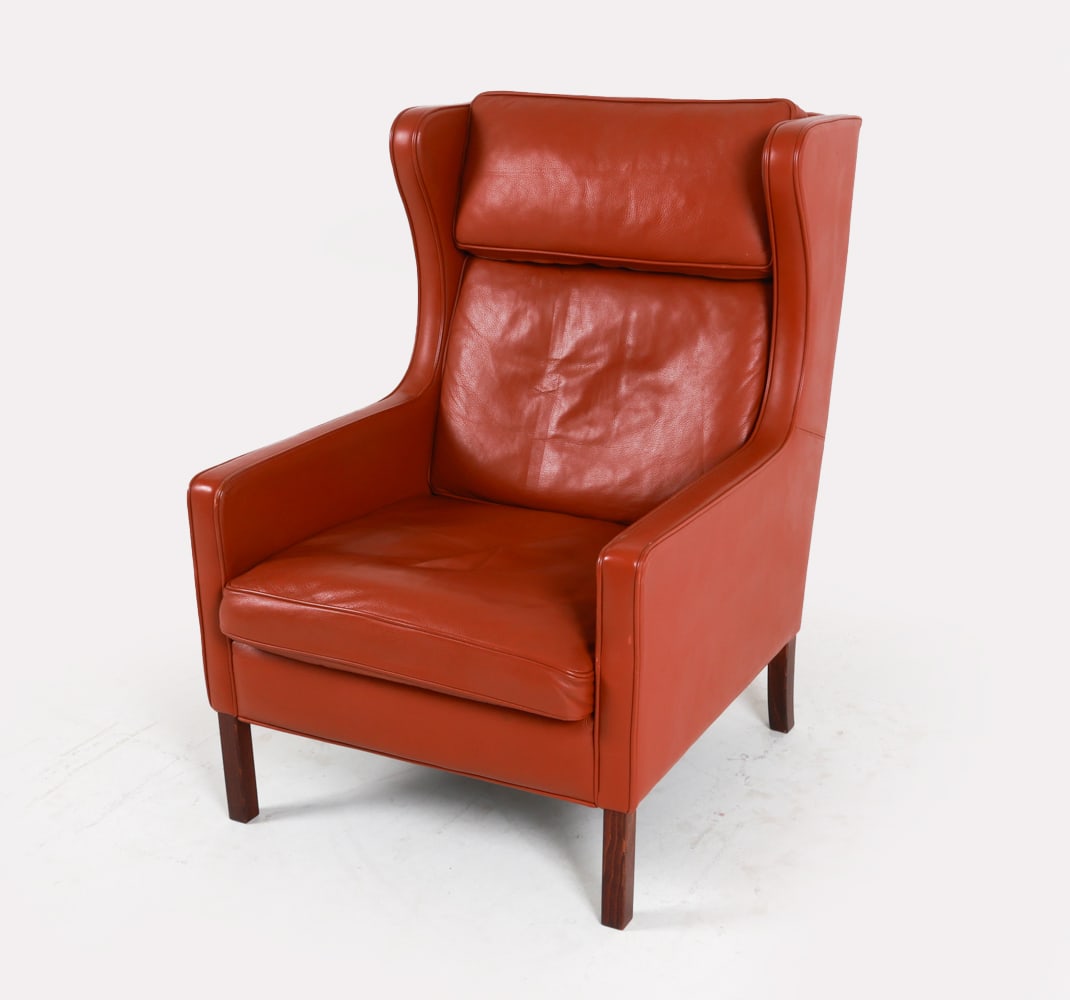 MOGENS HANSEN DANISH LEATHER WINGBACK CHAIR (1 of 14)