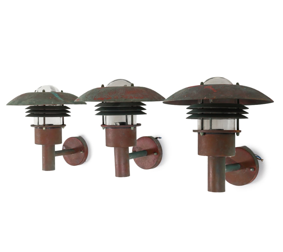 NORDLUX DANISH COPPER OUTDOOR SCONCES C. 1970'S (1 of 16)
