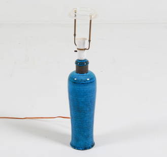 NILS KAHLER DANISH CERAMIC TABLE LAMP C. 1960'S: For Kahler Keramik. Denmark. Signed underneath. Dimensions: H 22" x Dia. 5". Condition: Wiring untested, cord cut. Wear consistent with age and use. G017