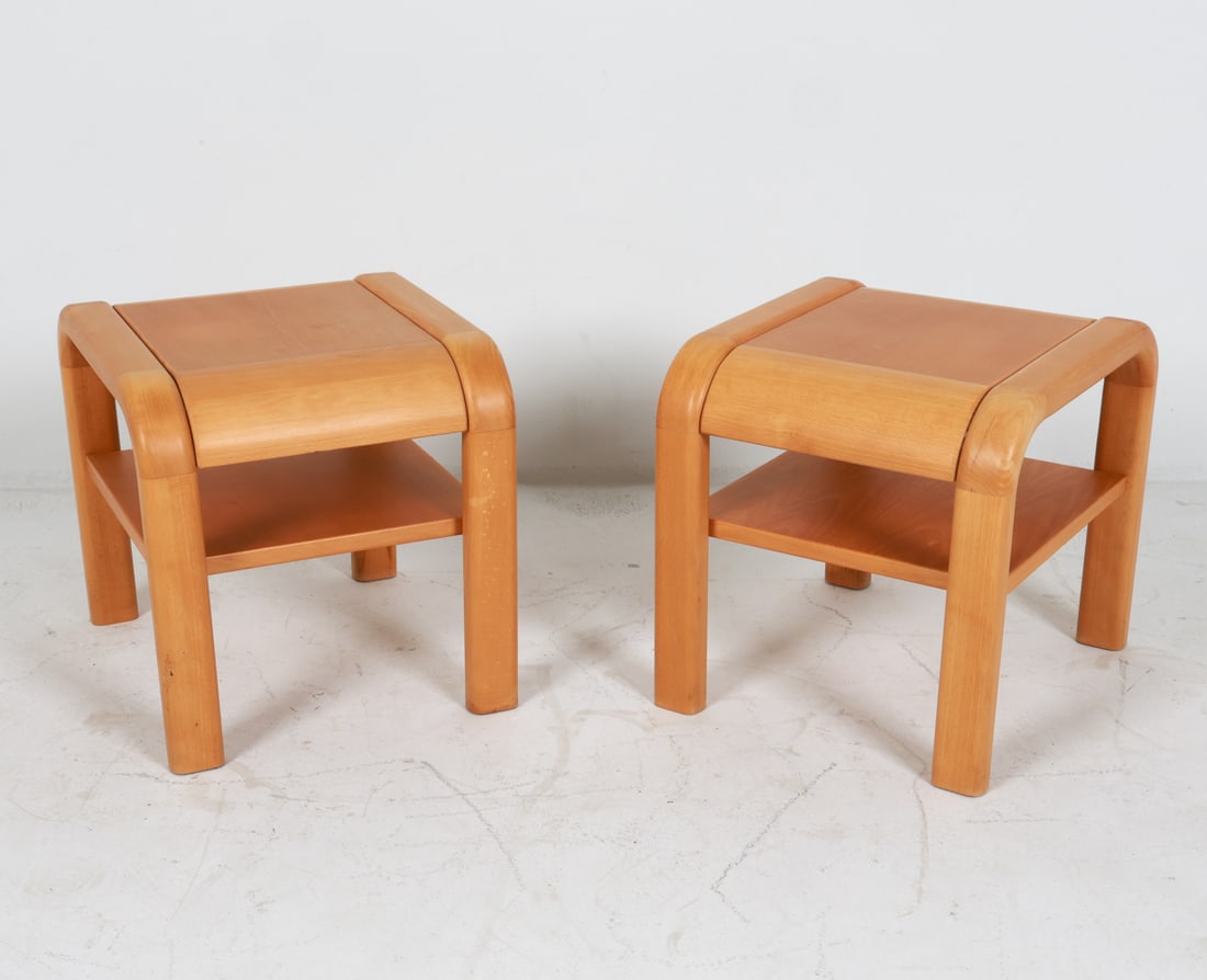PAIR OF MAGNUS OLESEN BEECH SIDE TABLES C. 1970'S (1 of 13)