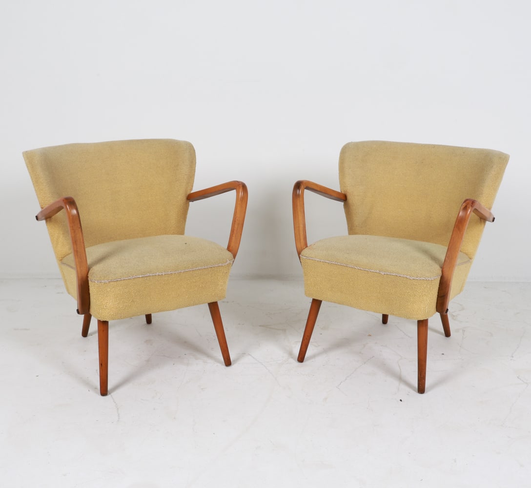 PAIR OF SWEDISH BEECH COCKTAIL CHAIRS C. 1950'S (1 of 14)