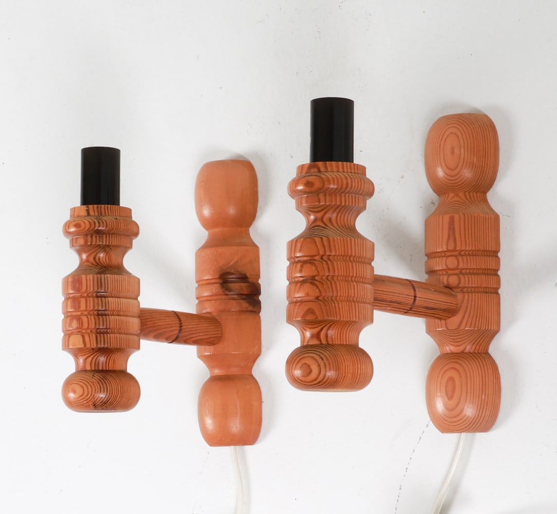 PAIR OF SWEDISH PINE SCONCES C. 1980'S (1 of 10)