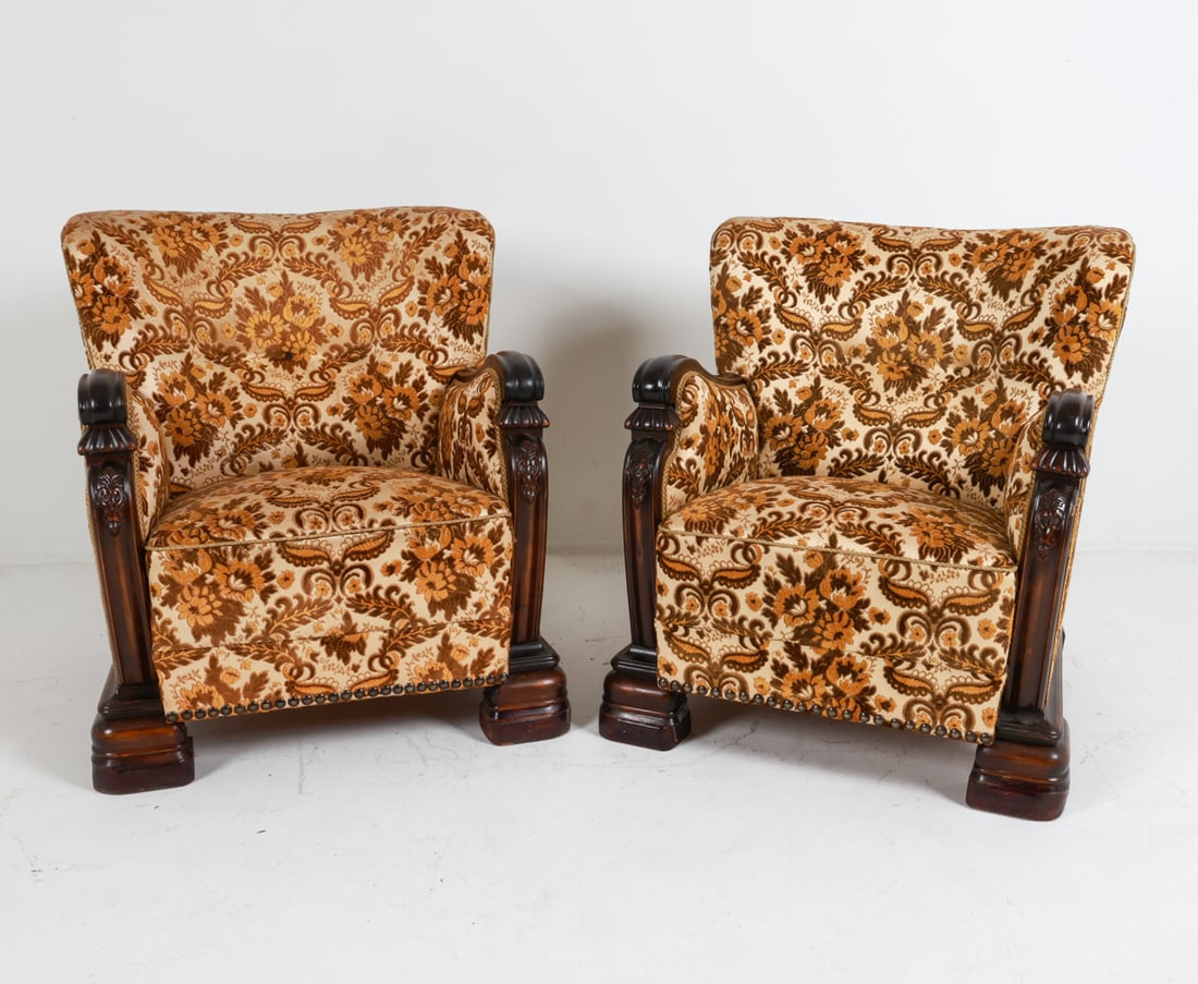 PAIR OF DANISH ART DECO OAK LOUNGE CHAIRS (1 of 12)