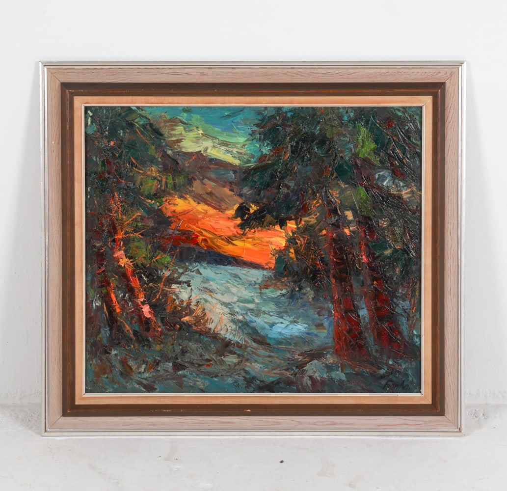 FINN ANDERSEN (DENMARK 1909-1987) O/C LANDSCAPE (1 of 8)