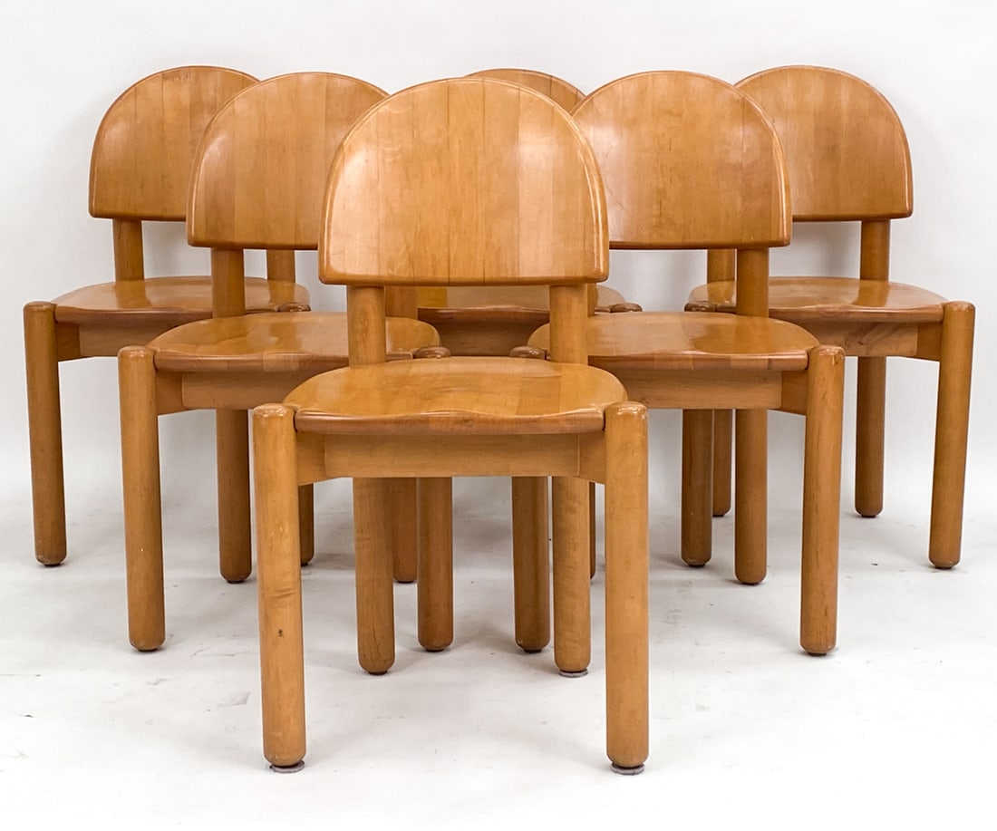 (6) ATTR DAUMILLER BEECH DINING CHAIRS C. 1970'S (1 of 16)