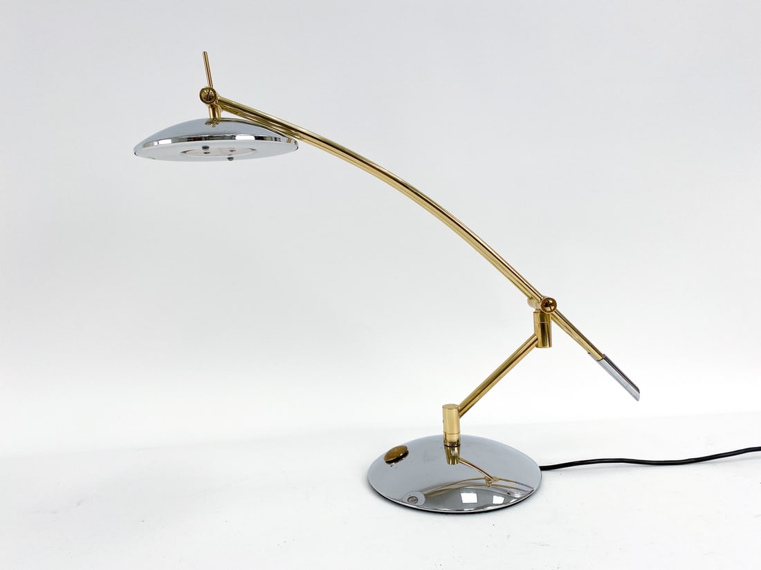 ITALIAN CHROME & BRASS TABLE LAMP C. 1980'S (1 of 9)