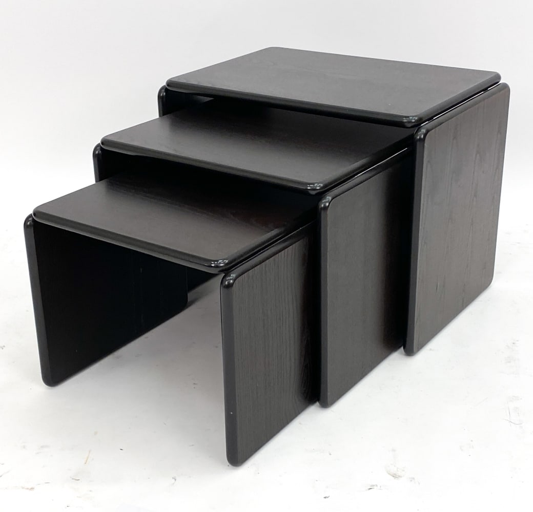 (3) DUTCH EBONIZED OAK NESTING TABLES (1 of 10)