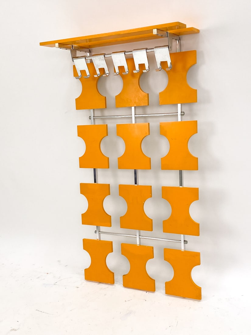 SPACE AGE WALL COAT RACK SHELF C. 1960'S (1 of 9)