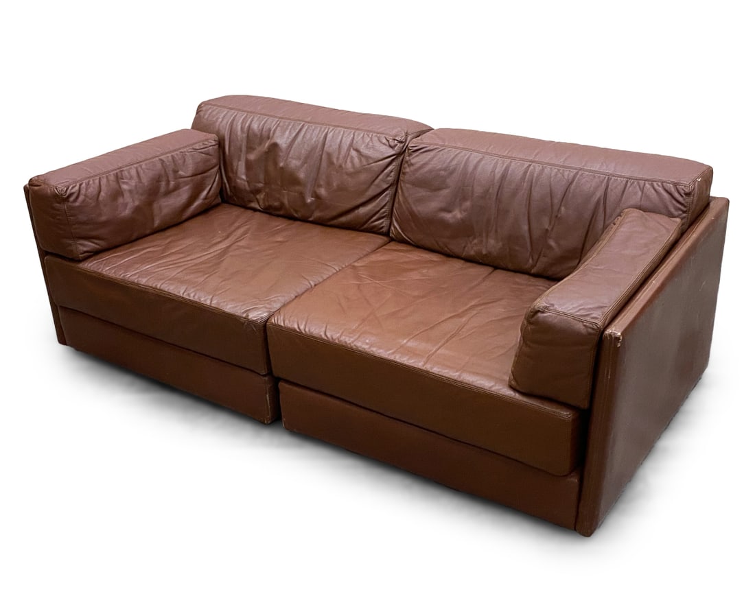DE SEDE STYLE LEATHER MODULAR SOFA C. 1970'S (1 of 13)