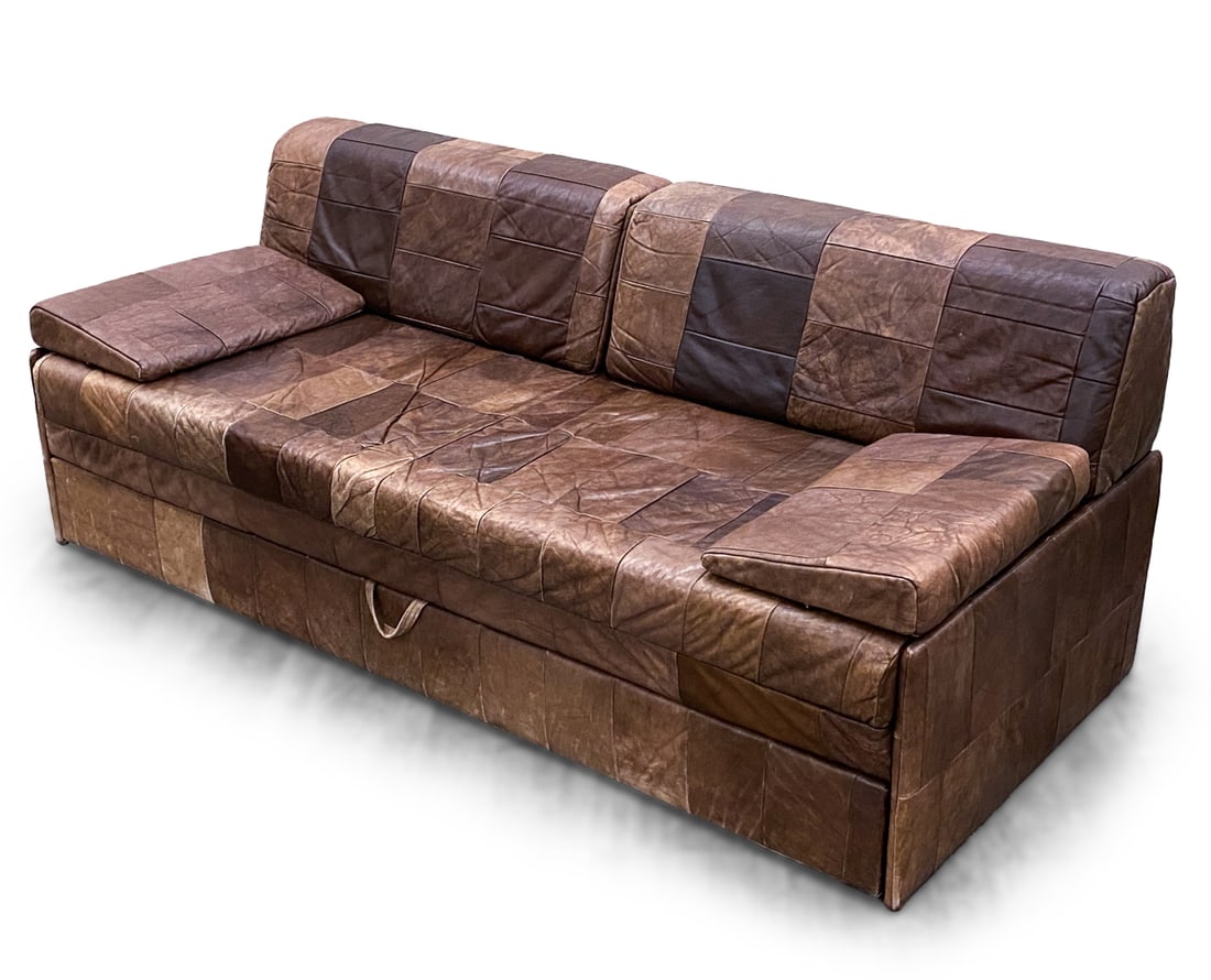 DE SEDE STYLE PATCHWORK LEATHER DAYBED, C. 1970'S (1 of 10)