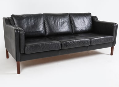 STOUBY DANISH LEATHER SOFA C. 1970'S