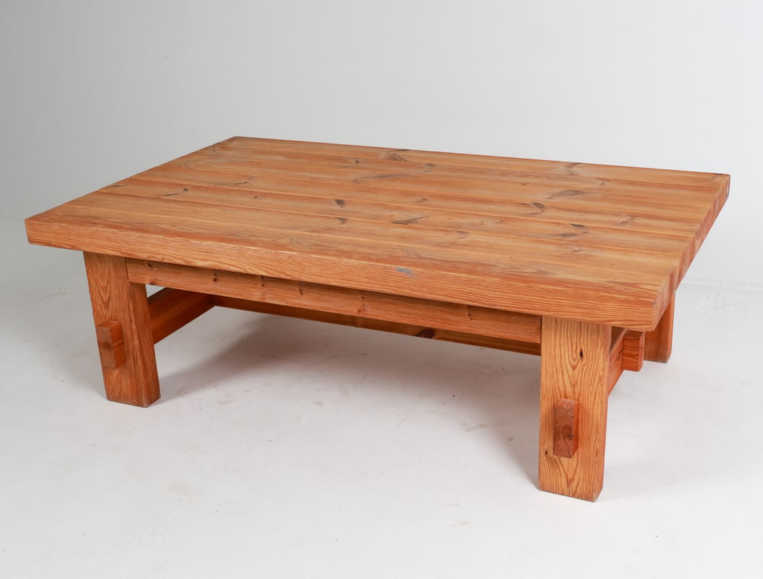 SWEDISH PINE BRUTALIST COFFEE TABLE C. 1970'S (1 of 13)