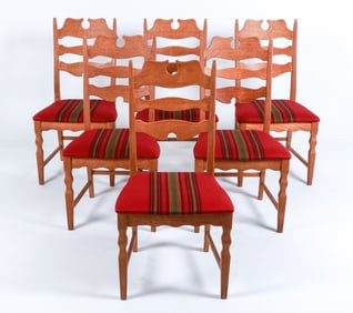 (6) HENRY KJAERNULF OAK RAZORBACK DINING CHAIRS