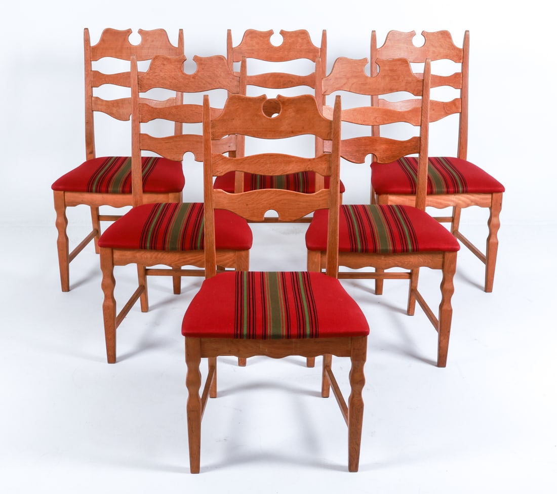 (6) HENRY KJAERNULF OAK RAZORBACK DINING CHAIRS (1 of 11)