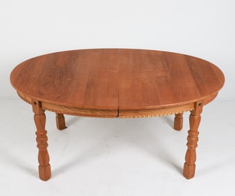 KJAERNULF STYLE DANISH OAK EXTENDING DINING TABLE