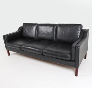 BORGE MOGENSEN STYLE DANISH LEATHER SOFA