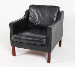 BORGE MOGENSEN STYLE DANISH LEATHER LOUNGE CHAIR