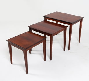 (3) DANISH ROSEWOOD NESTING TABLES C. 1970'S
