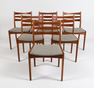 (6) DANISH OAK DINING CHAIRS BY VAMO C. 1970'S