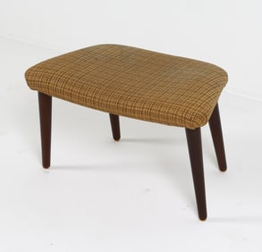 ILLUM WIKKELSO TEAK & WOOL OTTOMAN C. 1960'S