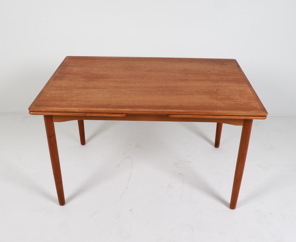 DANISH TEAK EXTENDING DINING TABLE C. 1970'S (1 of 13)