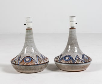 PAIR SOHOLM DANISH CERAMIC TABLE LAMPS C. 1960'S