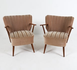 PAIR OF SWEDISH BEECH & MOHAIR COCKTAIL CHAIRS