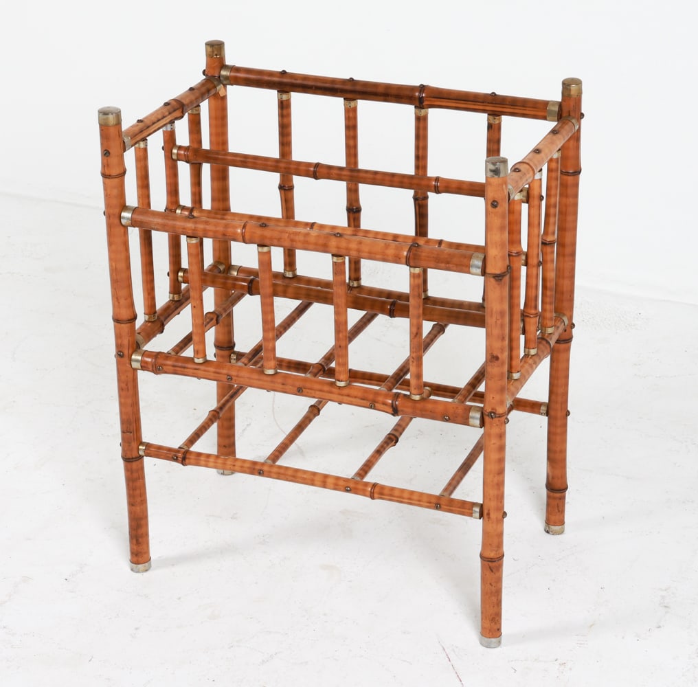 DANISH BAMBOO MAGAZINE RACK C. 1950'S (1 of 10)