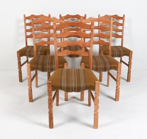 (6) KJAERNULF STYLE DANISH OAK DINING CHAIRS 1970S