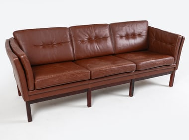 SKIPPERS DANISH LEATHER SOFA C. 1970'S