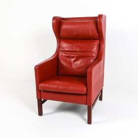 SVEN SKIPPER LEATHER WING BACK CHAIR C.1970'S