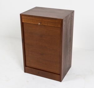 DANISH OAK TAMBOUR CABINET C.1960'S