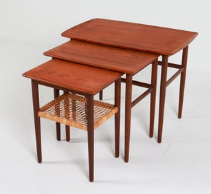 KAI KRISTIANSEN STYLE TEAK NESTING TABLES C. 1960S