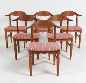 (6) HENRY KJAERNULF OAK DINING CHAIRS C. 1970'S