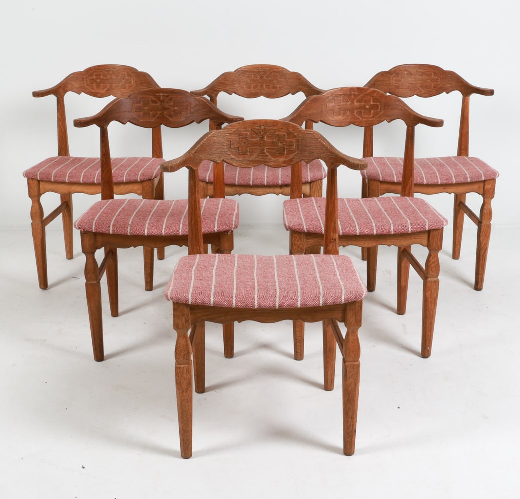 (6) HENRY KJAERNULF OAK DINING CHAIRS C. 1970'S (1 of 10)