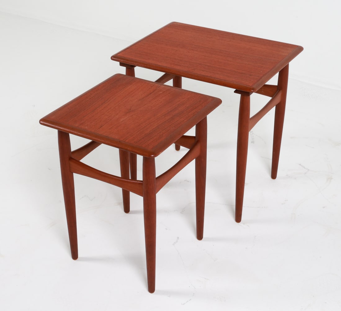 ATTR. KAI KRISTIANSEN TEAK NESTING TABLES C. 1960S (1 of 11)