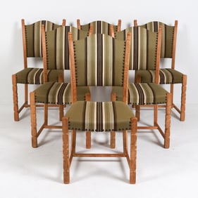 (6) KJAERNULF STYLE DANISH OAK DINING CHAIRS 1970S
