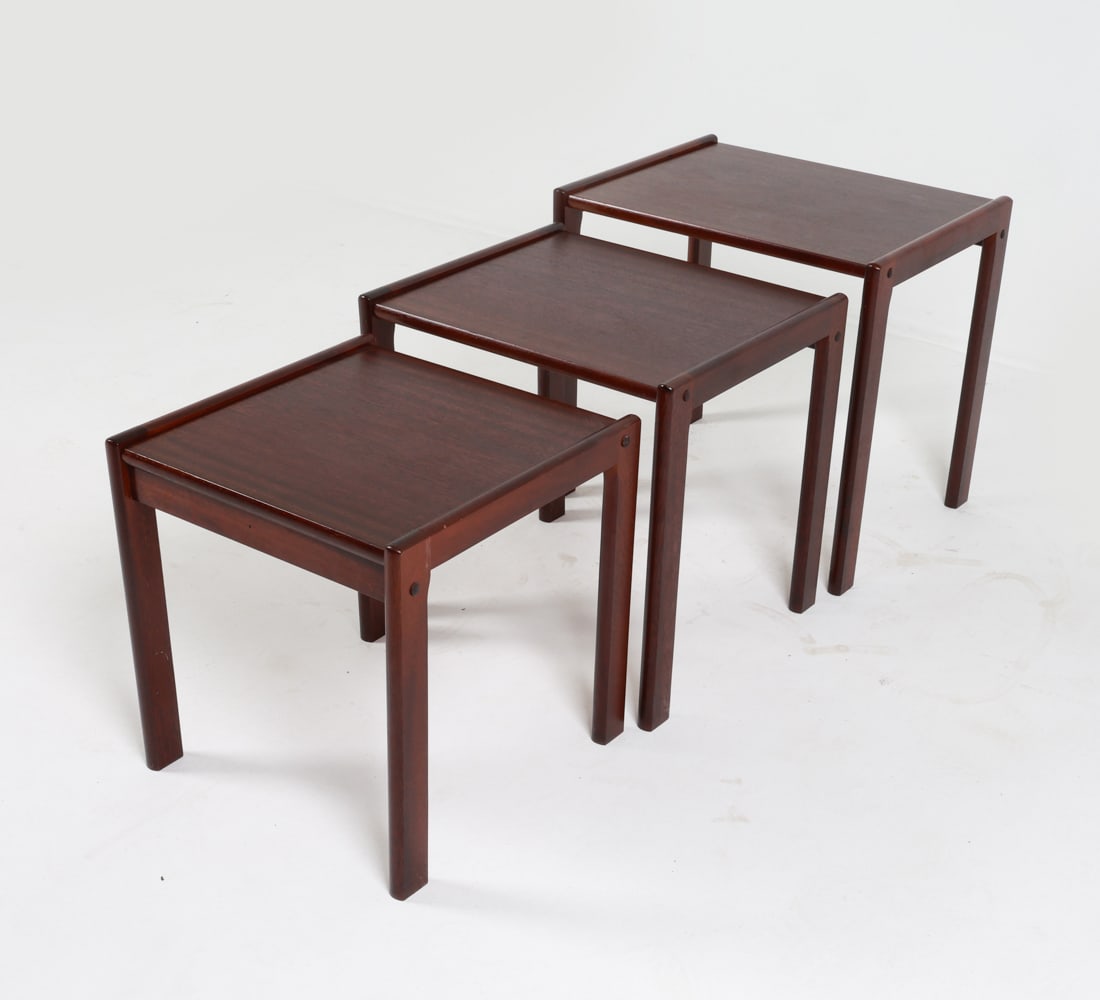 DANISH MAHOGANY NESTING TABLES C. 1980'S (1 of 14)