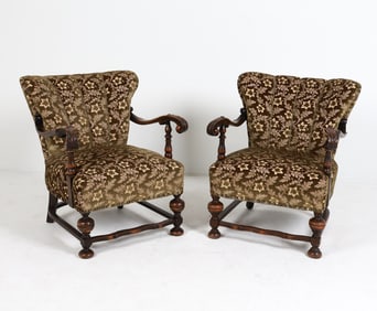 PAIR OF DANISH OAK LOUNGE CHAIRS C. 1960'S